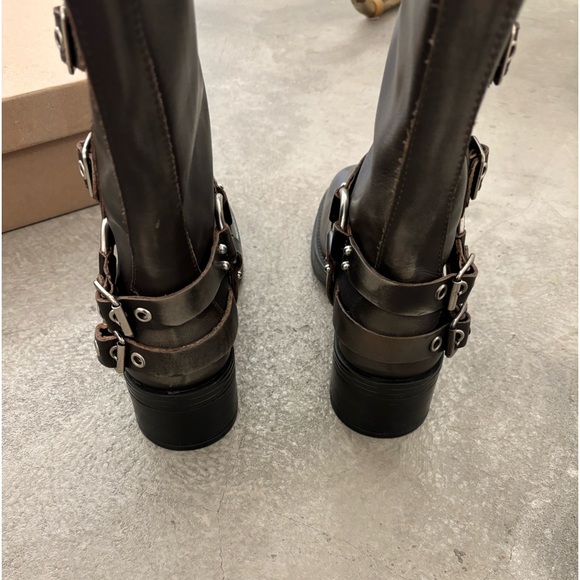 SOLD NIB STEVE MADDEN Brocks Distressed Black Leather Moto Boots - Picture 5 of 12